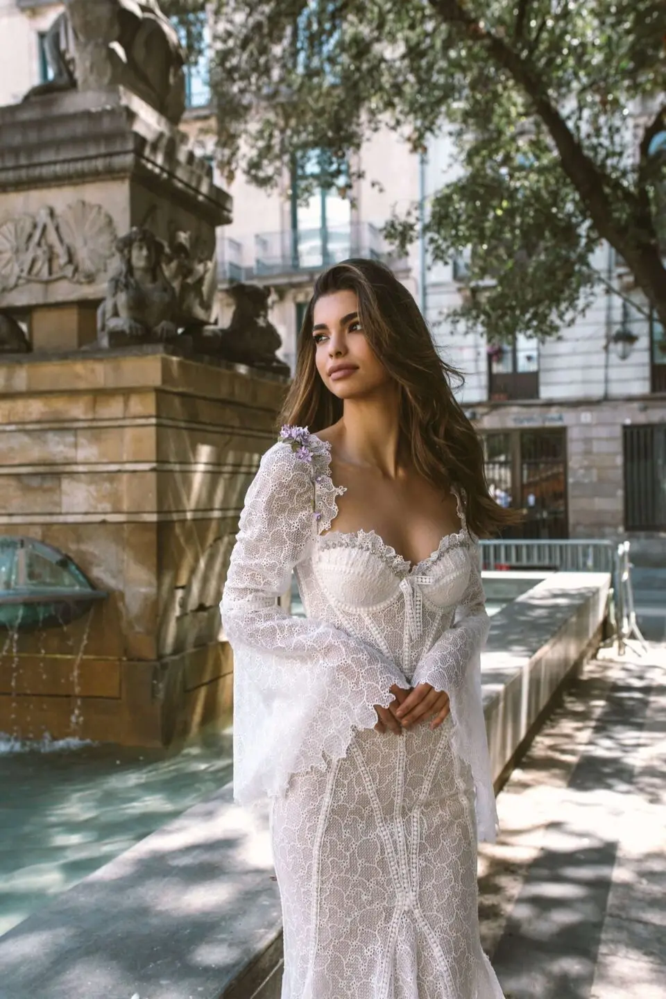 MisShow New Lace Wedding Dress For 2024 Brides Elegant Off-shoulder Flare Long Sleeve Mermaid Train Bridal Gowns