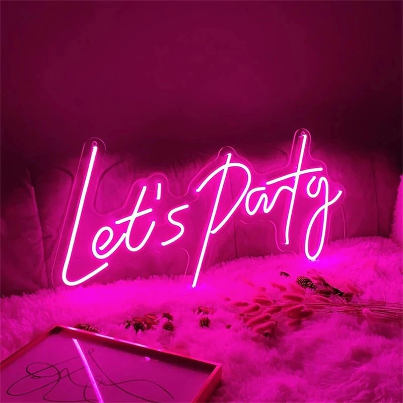 Let\'s Party Neon Sign Custom LED Light Birthday Wedding Club Acrylic Room Wall Party Decoration Romantic Personality Party Decor