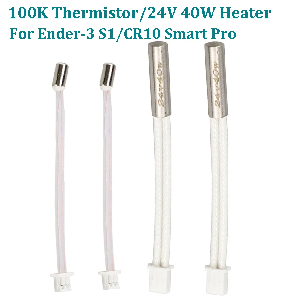 

4pcs XH1.25 100K Thermistor Temperature Sensor 3D Printer Parts 24V 40W Cartridge Heater XH2.54 For Ender-3 S1 CR10 Smart Pro