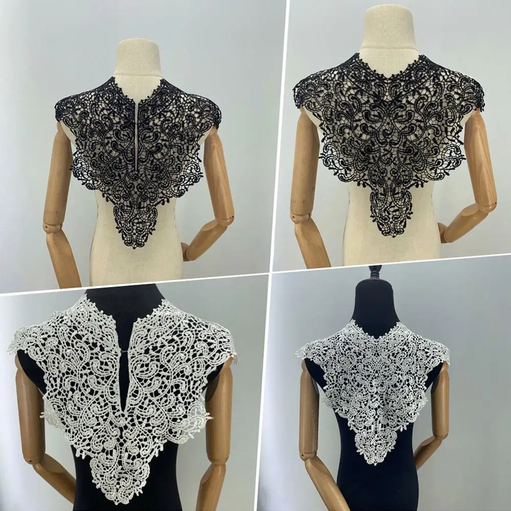 

Черный воротник с цветочным вырезом, съемный воротник, кружевной декор с вышивкой, отделка аппликацией, швейный предмет, модная часть одежды, искусственный воротник