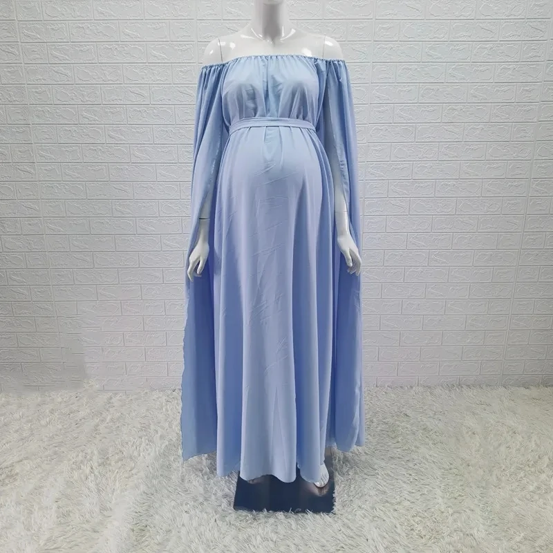 Shoulderless Maternity Baby Shower Long Dress Loosen Style Pregnancy Photography Props Long Dress Free Size