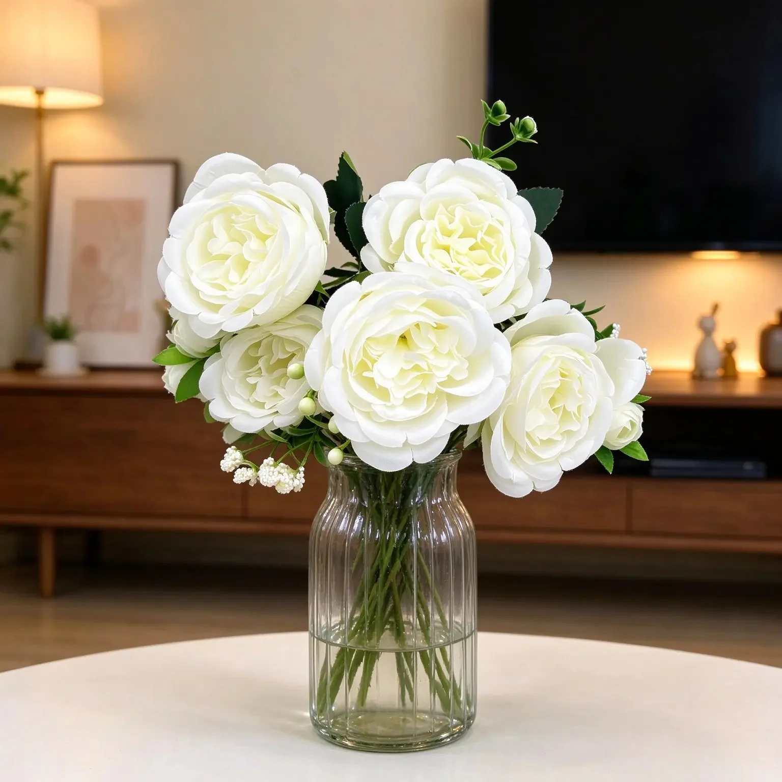 30cm Artificial Flowers Faux Flowers Silk Peony Bouquet Artificial Peony Flowers Lifelike for Home Wedding Decoration Indoor
