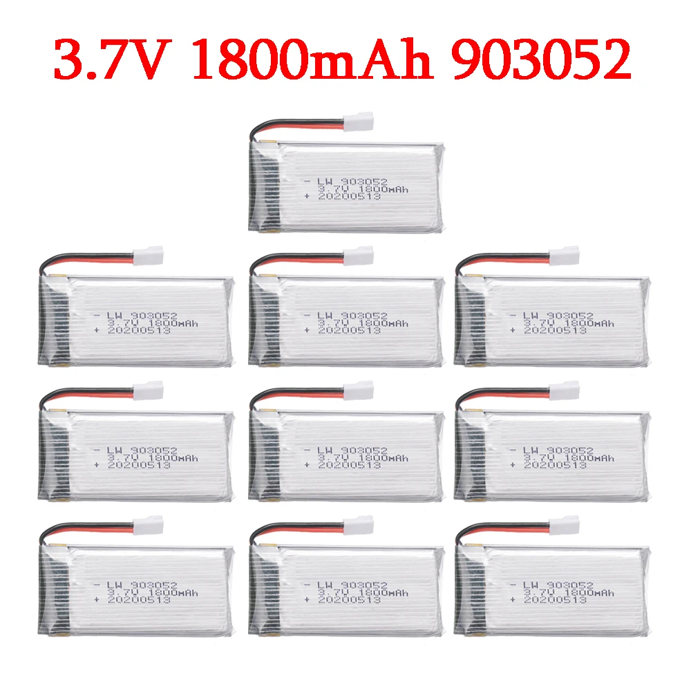 

1/2/5/10PCS 3.7v 1800mAh Rechargeable Battery for SYMA X5SW X5 X5S X5C M18 H5P KY601S 903052 3.7v Lipo battery with XH2.54 Plug