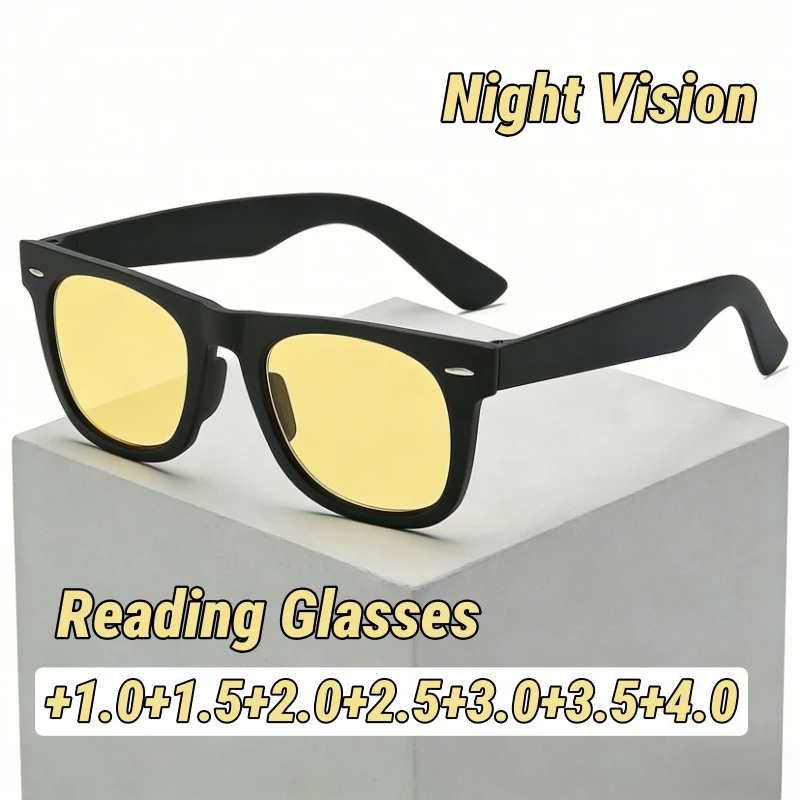 

Ретро квадратная оправа, очки ночного видения для пресбиопии, большая оправа, удобные очки с защитой от синего света, уличные очки для чтения с защитой от ультрафиолета