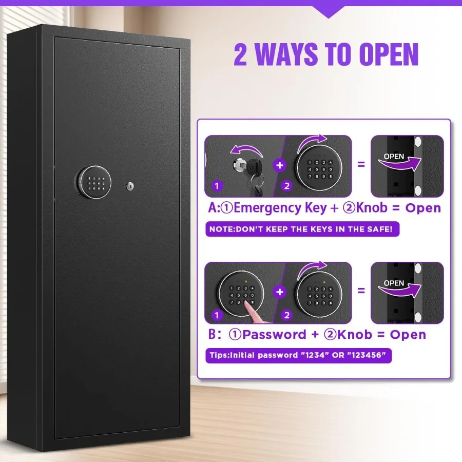 1015Gun Capacity Rifle Safe with Quick Access Digital Keypad for Home Security: AntiTheft and AntiPry Design Featuring Adjustab