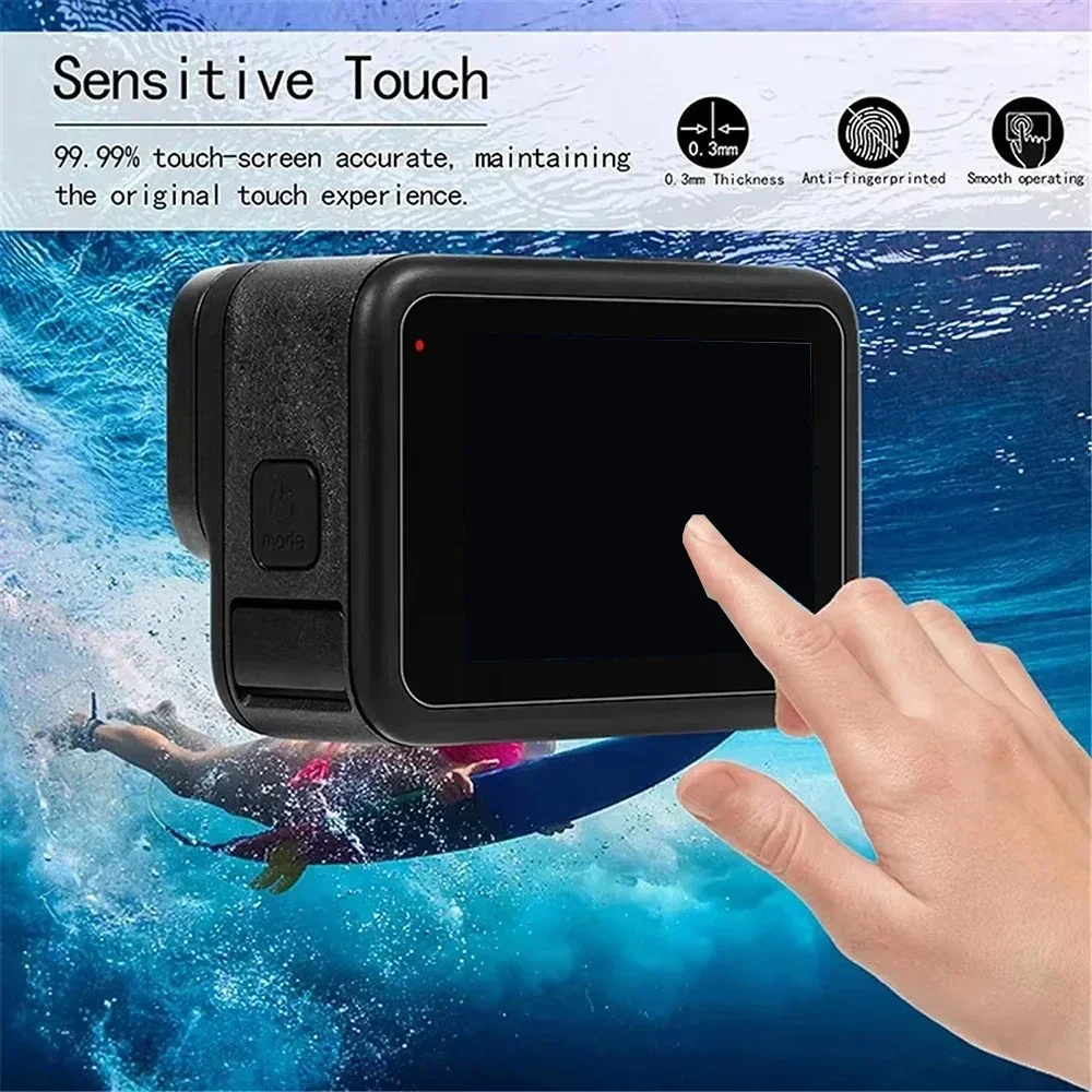 Tempered Glass Screen Protectors for GoPro Hero 12 Sports Camera Lens Portective Film Front Back HD Clear Films for GoPro Hero12