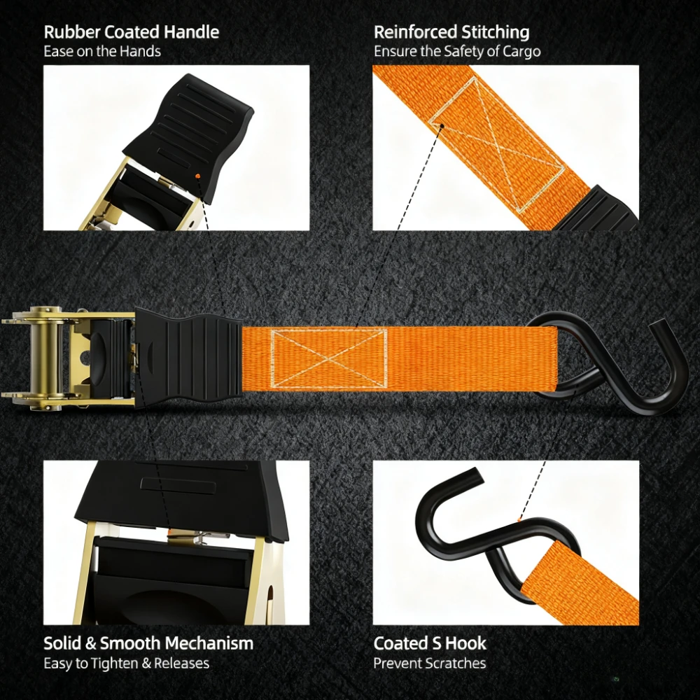 أشرطة ربط للدراجة النارية، أشرطة ربط للأسفل، أشرطة ربط للأسفل، أشرطة بسقاطة، لدراجة السيارة مع مشبك معدني قابل للتعديل