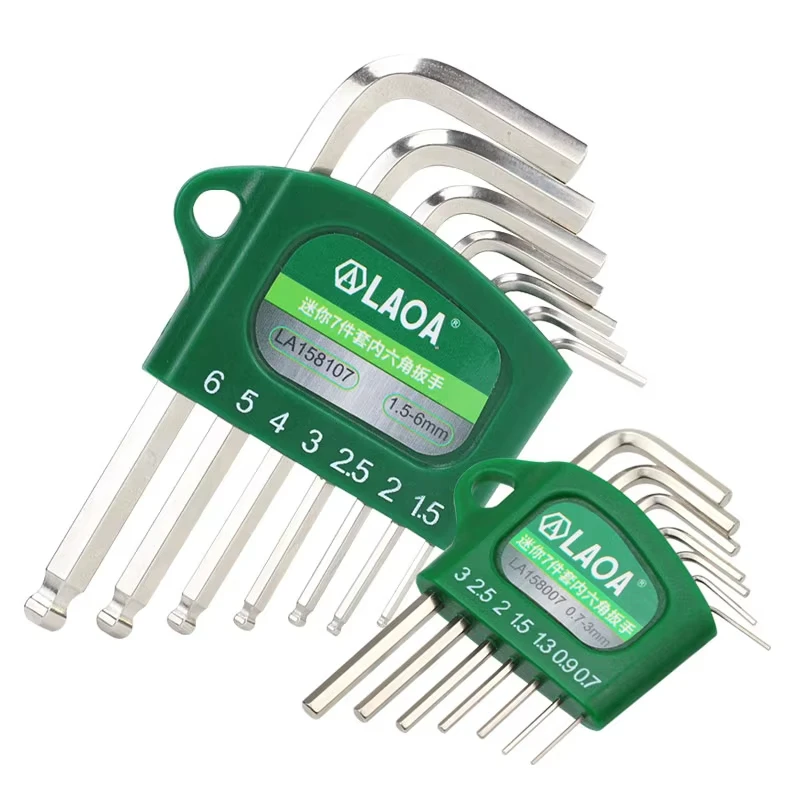 LAOA S2 Alloy Steel Mini Hex Wrench Set Small Miniature Allen Key Spanner 0.7/0.9/1.3/1.5/2/2.5/3mm for Precision Work