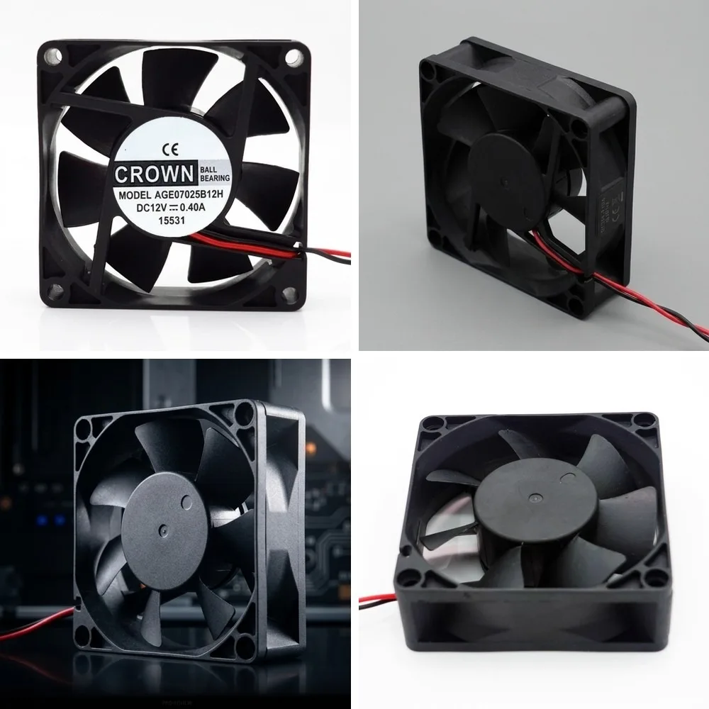 For CROWN AGE7025B12H 7025 DC12V 0.40A 7CM 2-Wire Dual Ball Inverter Cooling Fan