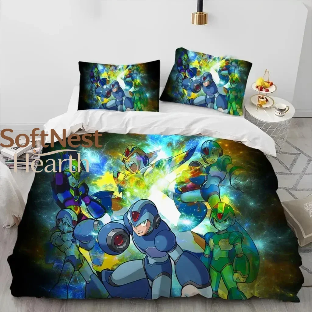2026 3D Print Rockman Megaman Game Cartoon Bedding Set Boys Girls Twin Queen Size Duvet Cover Pillowcase Bed Kids Adult