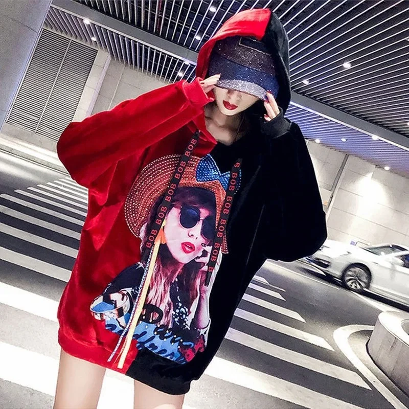 Hoodie Harajuku Style Hoodies for Women Tops Aesthetic Korean Fashion Vintage Graphic Women's Sweat-shirt Spring Autumn Crewneck