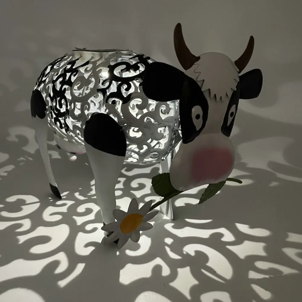 Silhouette Cow Solar Power Light Ornamental Animal LED Lights Lamp Outdoor Garden Night decoration