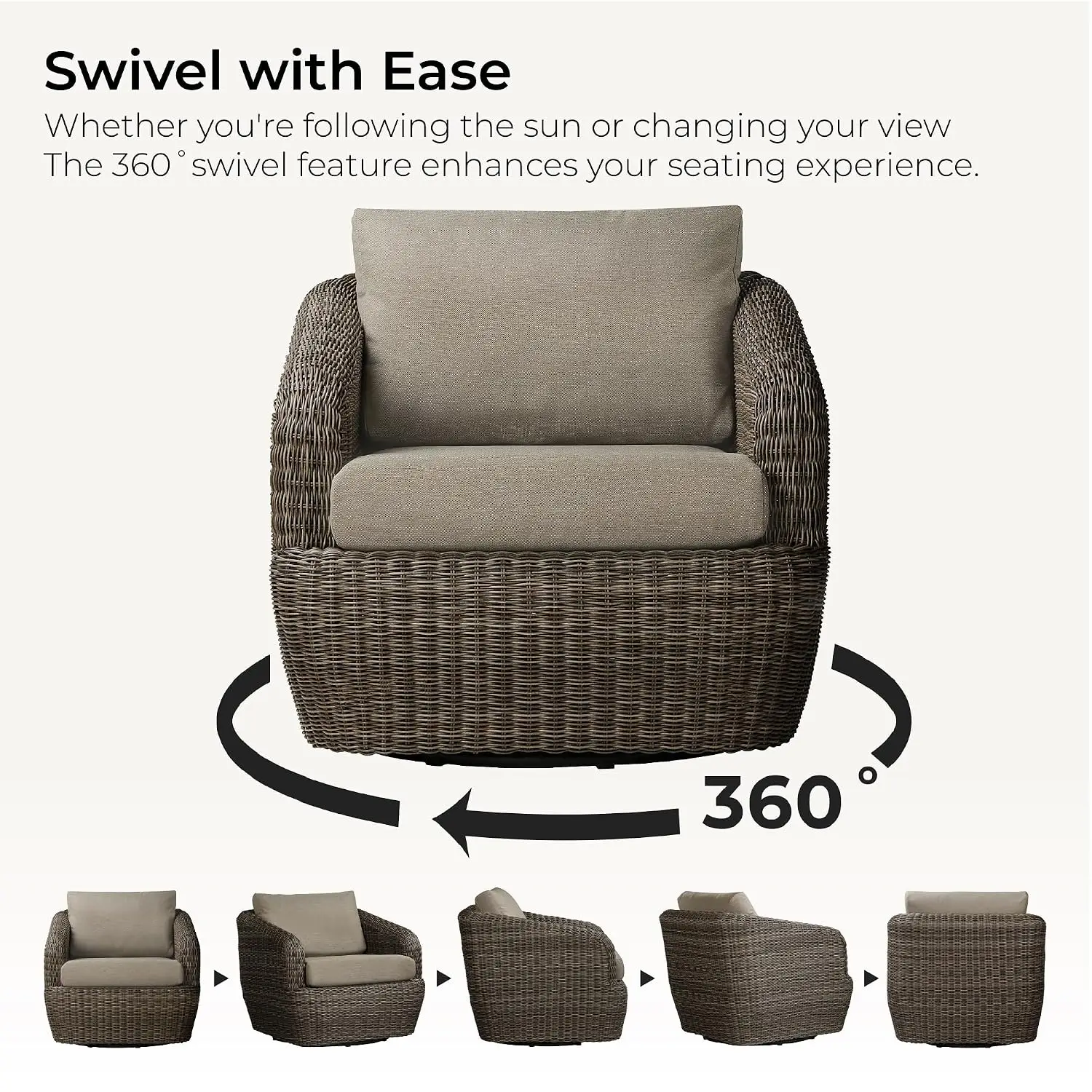 Patio Wicker Swivel Chairs Outdoor Furniture Set Fully Assembled, Customized