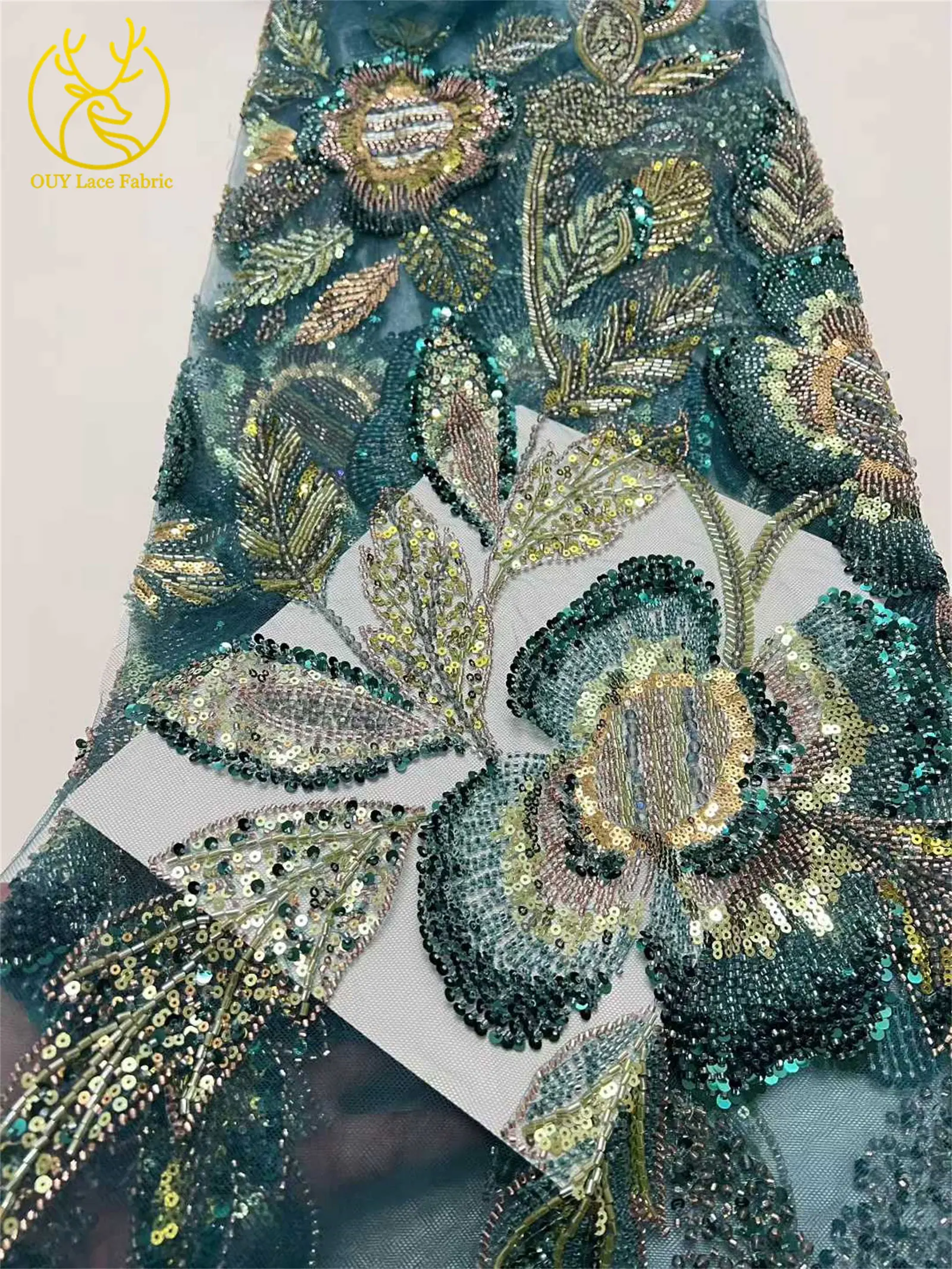 Eleganter Hochwertiger Afrikanischer Spitzenstoff 2026 Königlich Bestickte Französische Pailletten-Spitze für Damenkleider Hochzeitskleidung Näharbeiten – Detail 10