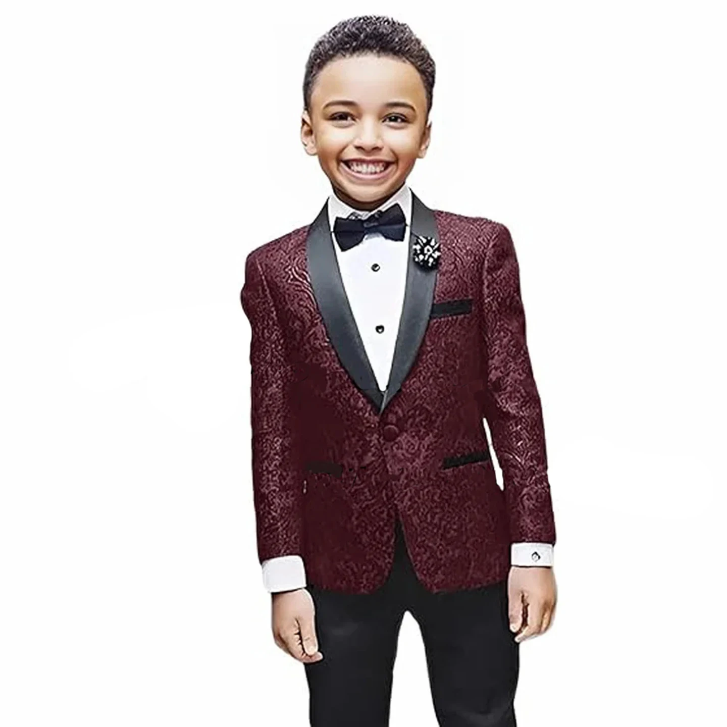 طقم بدلة زفاف أنيق للأولاد مع طية صدر السترة السوداء بدلة مكونة من قطعتين للأطفال الأولاد من عمر 3 إلى 16 سنة طقم بدلة سهرة للرجال