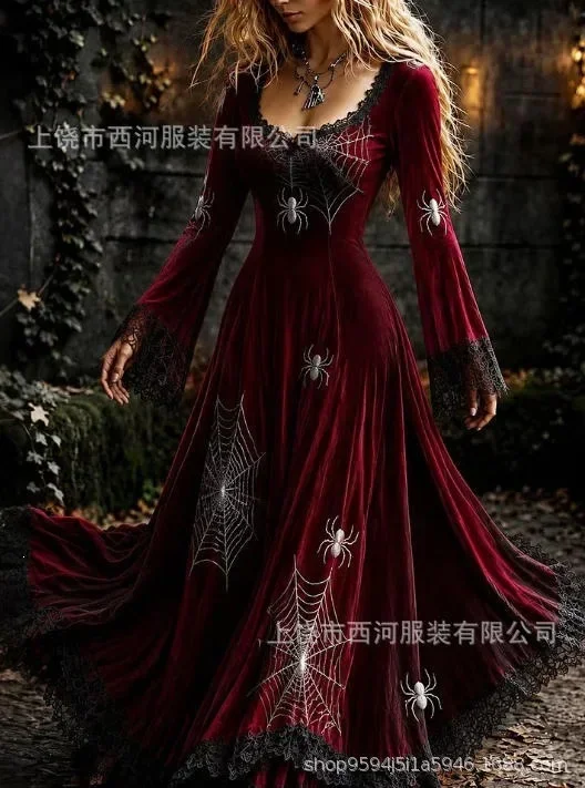 Women's Gothic Skull & Rose Maxi Dress – detail image 9