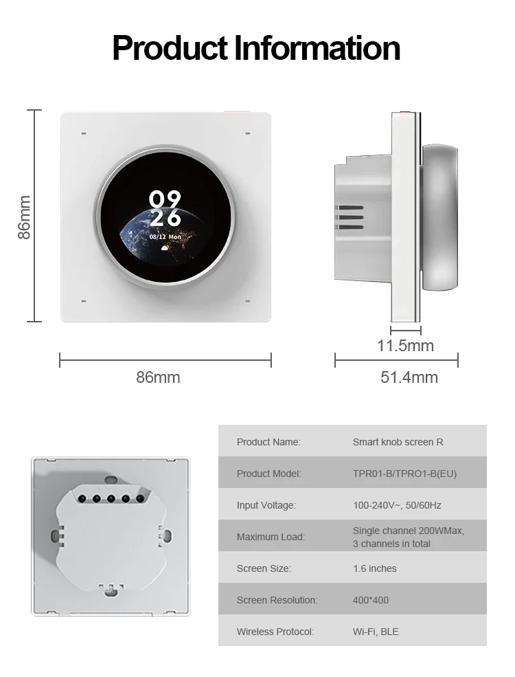 Tuya 4 Gang Aluminum Light Panel Tuya Smart Scene Button Dimmer Switch Customize Wallpaper Smart Voice Control Knob Switch