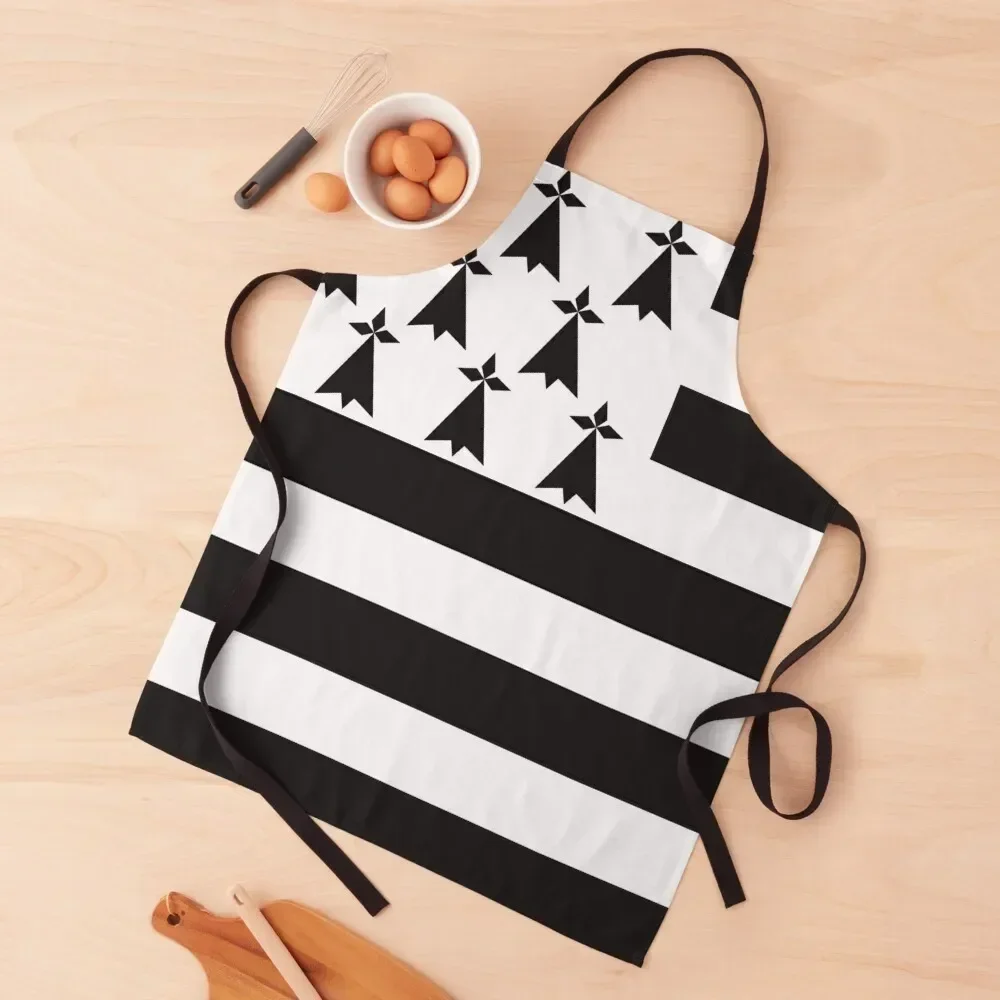 Flag of Brittany Drapeau Breton Gwenn-ha-du Ermine black and White HD HIGH QUALITY ONLINE STORE Apron kitchen clothes Apron