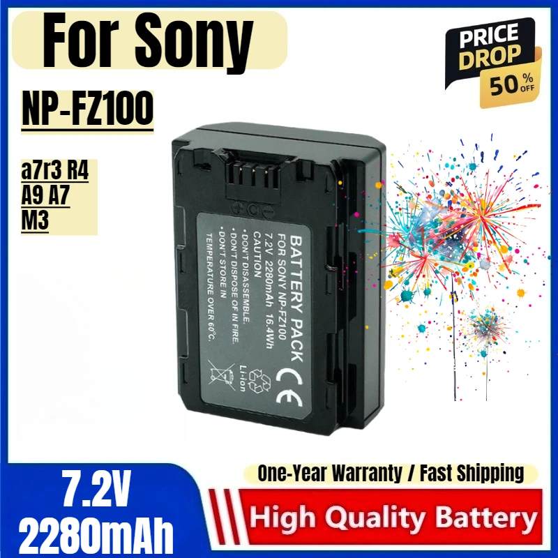 

NP-FZ100 Battery 7.2V 2280mAh Rechargeable Batteries and Chargers for Sony A7r3 R4 A9A7M3 Micro Single Camera Battery