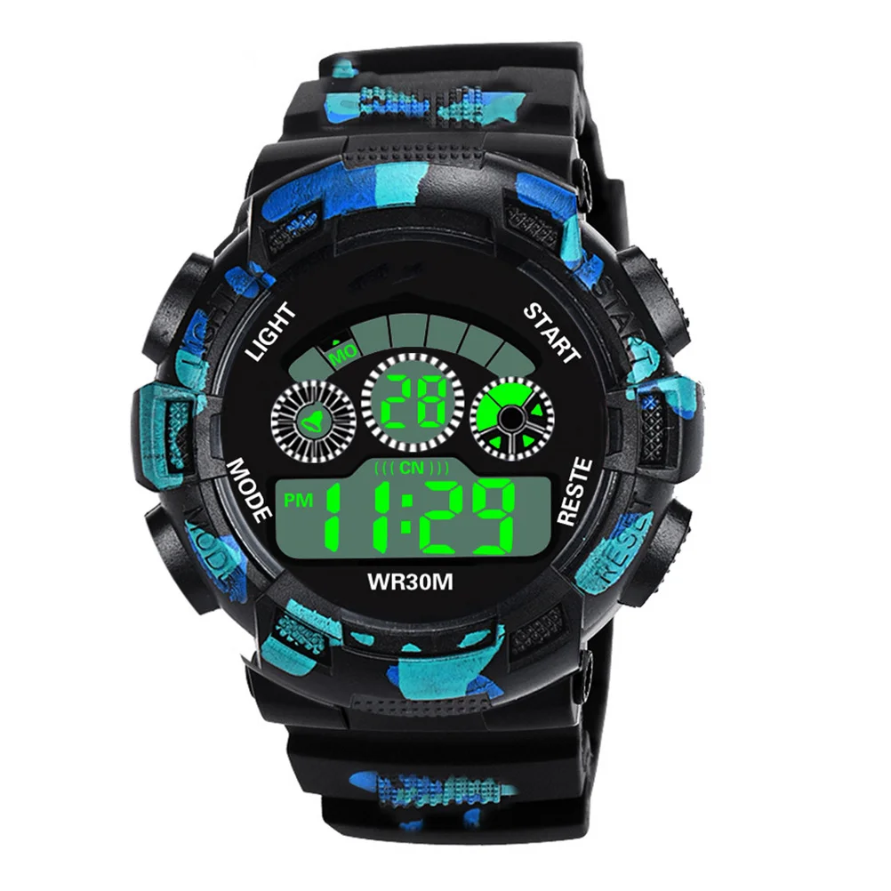 Camouflage Waterproof Electronic Watch Digital Display Alarm Countdown Timer LED Backlight Sports Wristwatch Electronic Watch