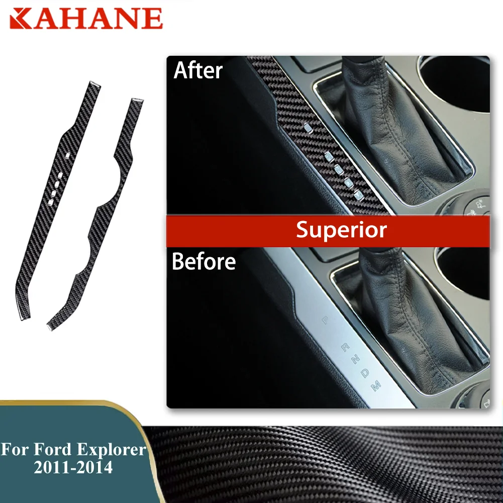 For Ford Explorer 2011-2014 Premium Carbon Fiber Car Interior Stickers Center Control Gear Shift Panel Side Strips