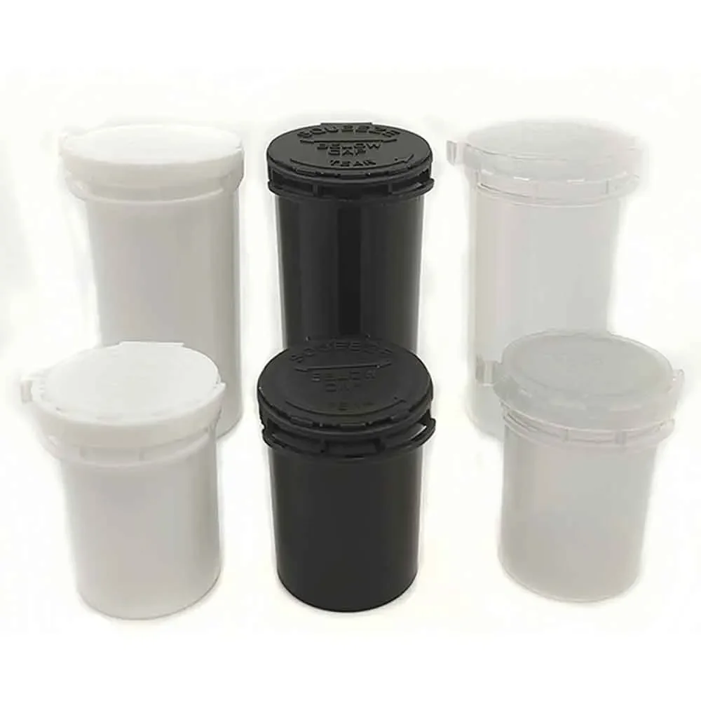 50pcs 25ml&50ml Pop Top Bottle Child Resistant Vials Moisture Proof Squeeze Storage Case Stash Jar Spice Container