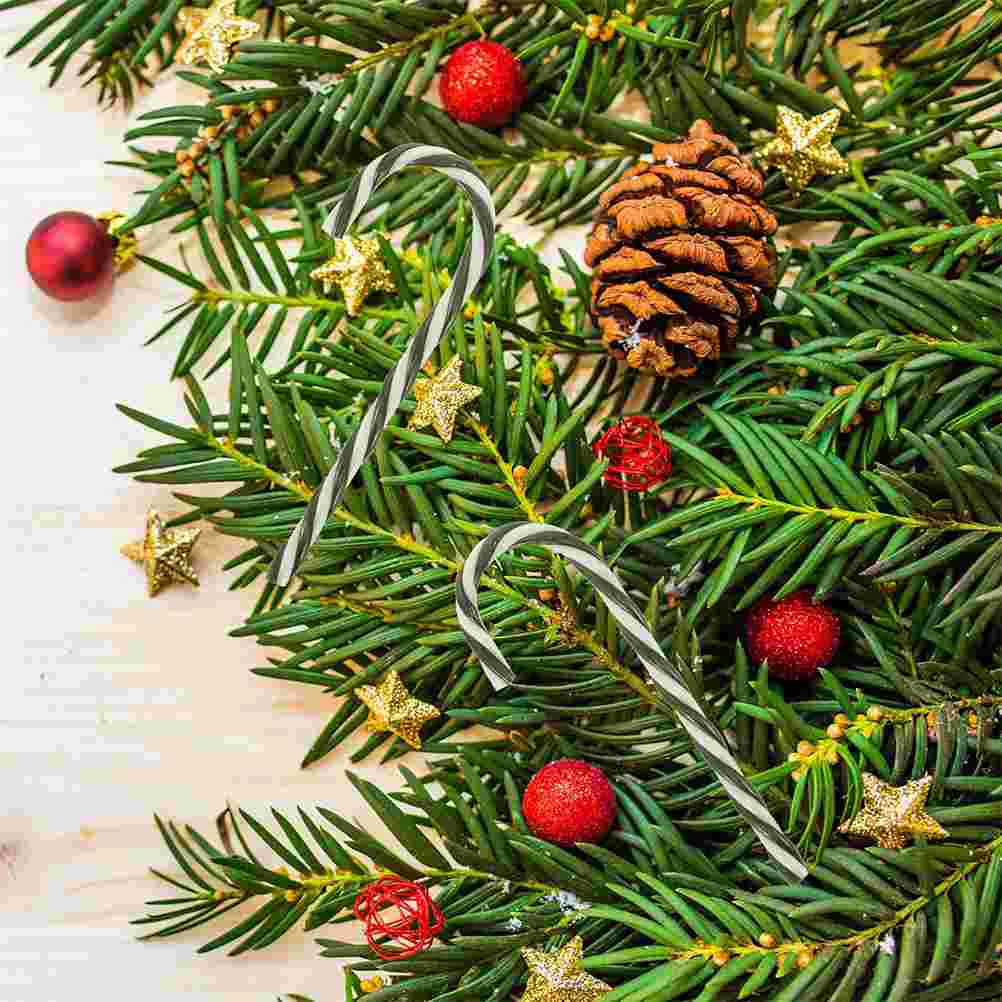 12 Pcs Christmas Decor Plastic Cane Pendant Christmascandy Ornament Two-color Ornaments Man