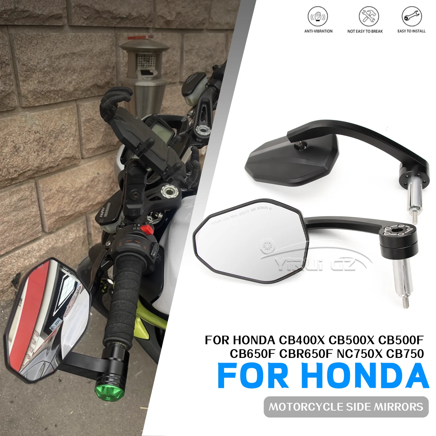 

Зеркало на конце мотоцикла, боковые зеркала заднего вида на руле, широкое видение для Honda CB400X 500X CB500F 650F CBR650F NC750X CB750