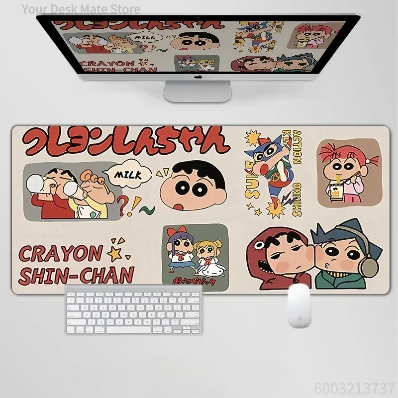 Anime Crayon Shin‑chan Large Mousepad, Rubber Non‑Slip Stitched Edges Desk Mat, Cute Cartoon Character Extended Keyboard Mouse P 3