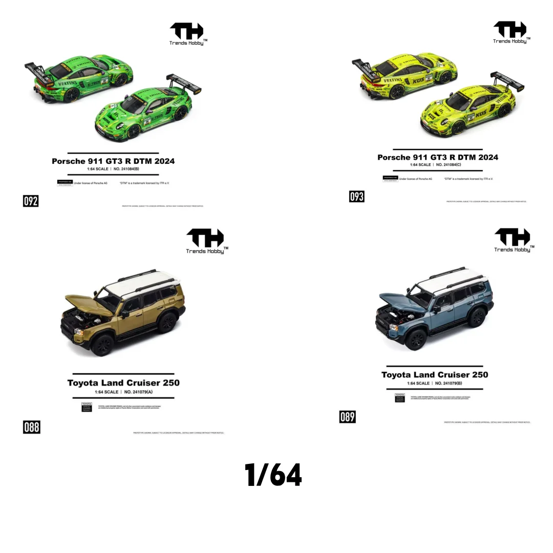 

TH 1:64 TrendsHobby Porsche 911 GT3 R DTM Toyota Land Cruiser 250 Alloy Car Car Model