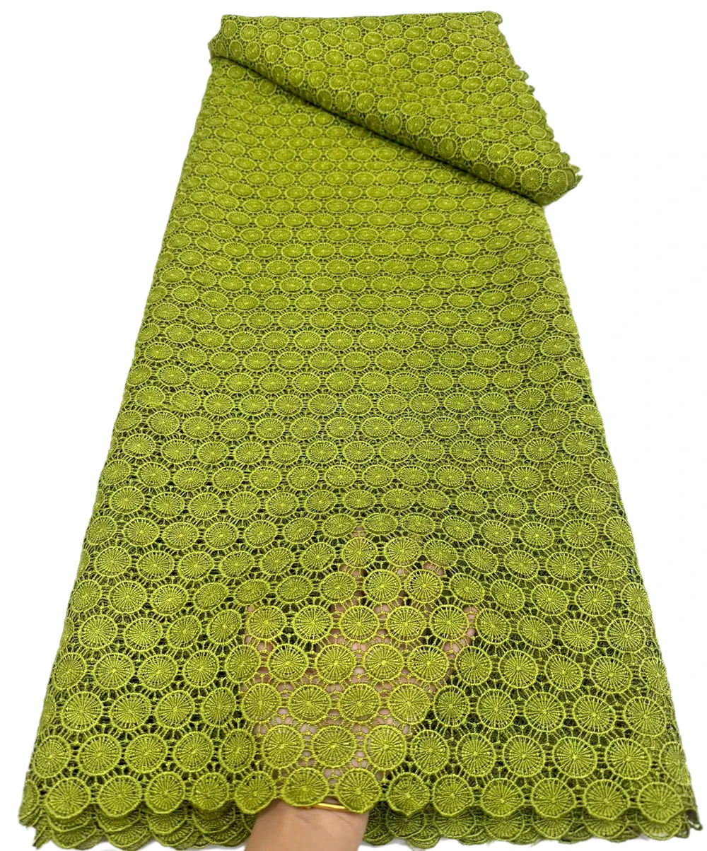 Luxury Lemon Green Nigerian Water Soluble Lace Fabric 2026 Newest Hight Quality African Guipure Cord Lace Fabric For Wedding