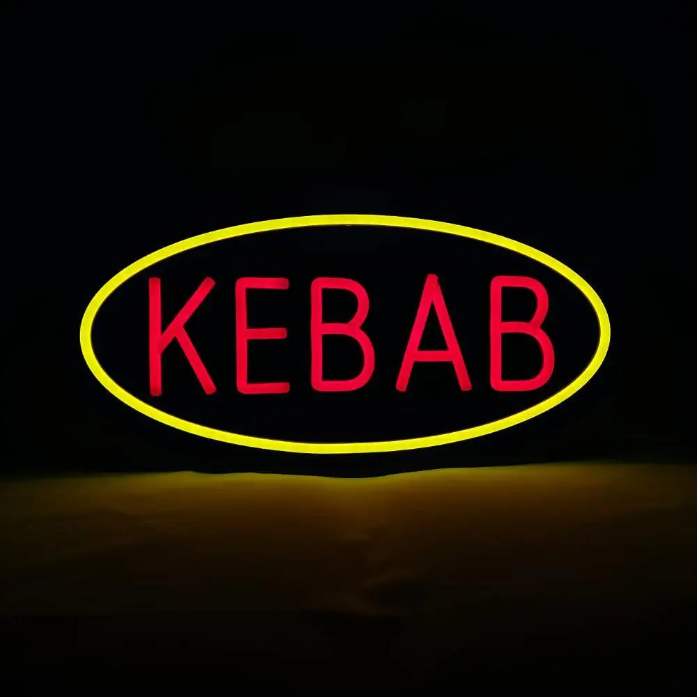 Kebab Neon Sign USB Dimmable LED Lights For Grill Shop Street Food Restaurant Casual Dining Store Wall Art Decor Signboard Light