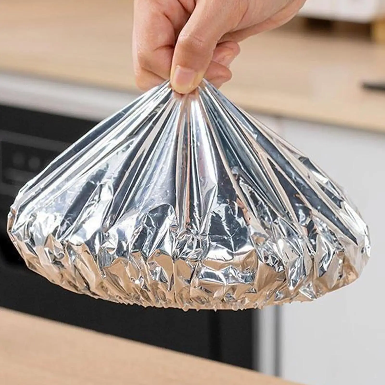 Stretchable Aluminum Foil Food Covers Insulation Lids for Kitchen Dishes Warmth Retention Reusable Fits Plates