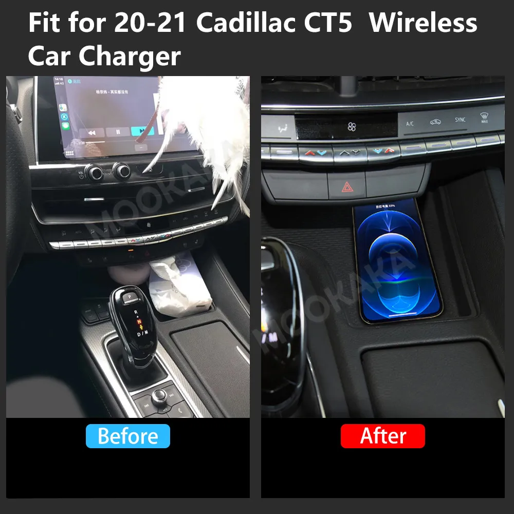 For Cadillac CT5 2020-2021 Quick QI Car Wireless Charger Fast Charging Intelligent Infrared Mobile Phone Dashboard