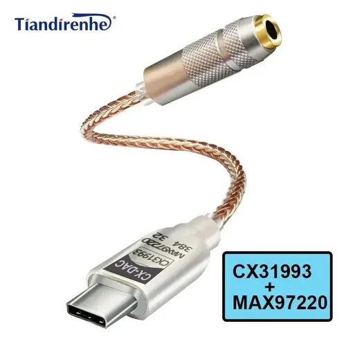 AMPLIFICADOR DE Audio Digital mejorado CX31993 MAX97220 Chip Dual tipo c-3.5mm AMP Adaptador de Audio HiFi 32 bits/384 kHz DAC para iphone15
