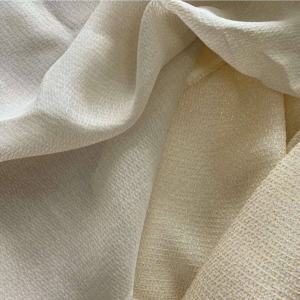 Amazing Glamorons Shiny Golden Lines Luxury Silk Metallic Fabric for Lady Women Girls Wedding Party Dress Costume Skirt Clothes