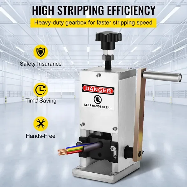수동 와이어 스트리핑 기계 0.06-0.98 인치, 핸드 크랭크 휴대용 와이어 스트리퍼 기계, 와이어 스트리핑 도구