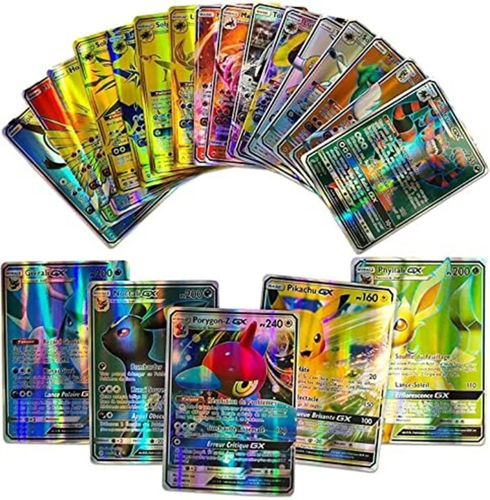 60-100 Stück Pokemon Karten ex vmax Mega GX Tag Team Bestseller glänzende französische englische Version Kampfspiel karte Spielzeug Junge Weihnachts