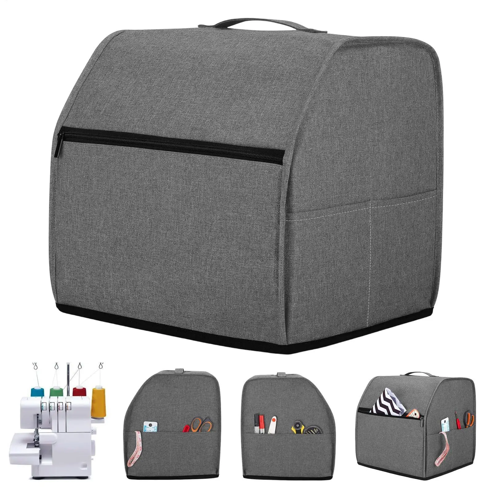 

Overlock Machine Storage Cover Dustproof Hood With Side Pockets Serger Machine Protector Cover Overlock Tool Accessories