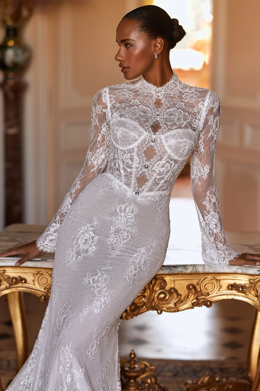 Mermaid Wedding Dresses Vestido De Novia Encaje Long Sleeve Dress Vestidos Tallas Curvy White Sencillos Para Civil Bespoke Bride