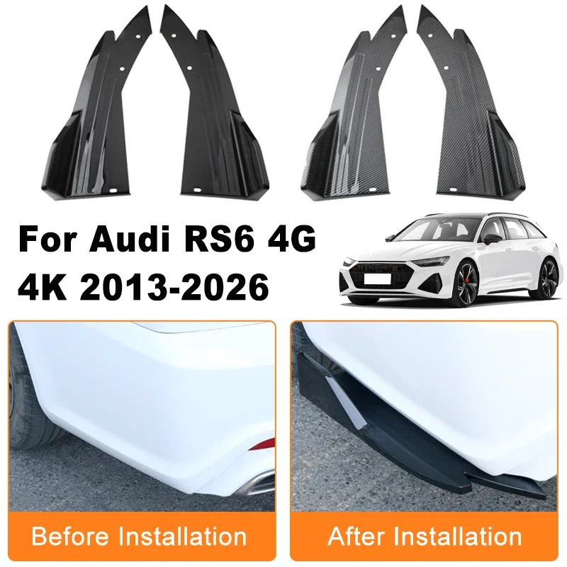 

Car Rear Bumper Spoiler Lip Diffuser Side Skirt Splitter Wrap Angle Anti-Crash Protection Trim For Audi RS6 4G 4K 2013-2026 2014