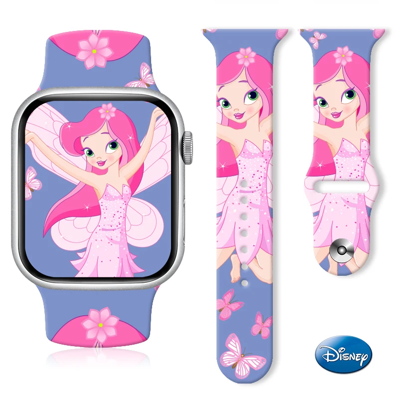 

Disney Enchanted Fairies Series Print Band for Apple Watch 11/10/9/8/SE, Soft Silicone Replacement Strap for 46mm/45mm/44mm/42mm