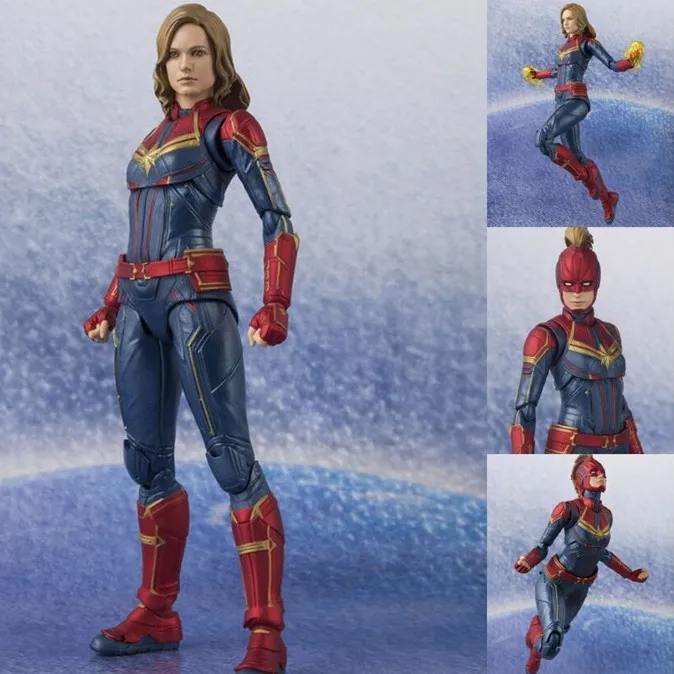 15cm Marvel Super-Heroes Anime Figure Series Captain Marvel SHF Action Figure Statue Pvc Model Dolls Collect Ornaments Gift Toys