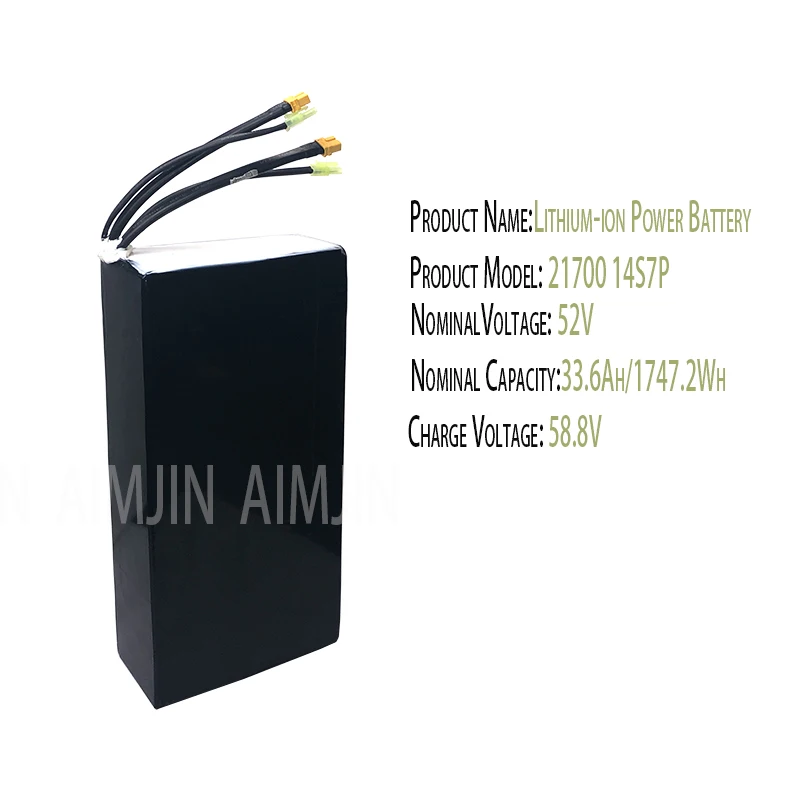 52V 33.6Ah/33600mAh 21700 14S7P Rechargeable Lithium Battery Pack Suitable For Dual Drive Scooter Battery