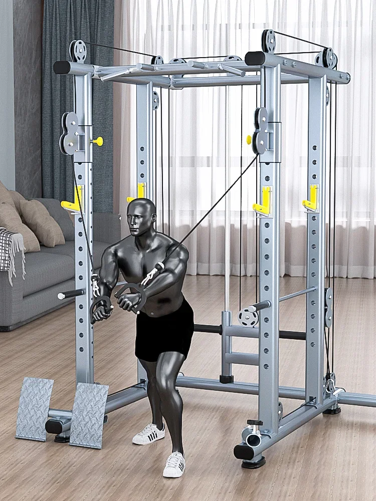 Household fitness equipment multi-functional integrated free full frame horizontal push squat rack