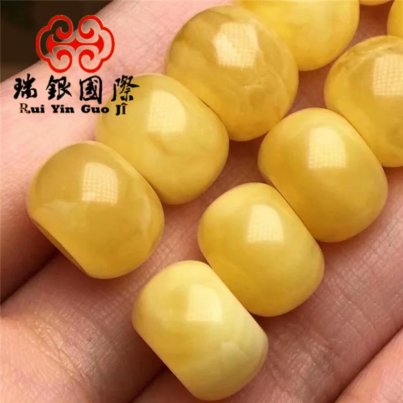 Natural Amber Peace Hanging Russian Yellow Chicken Grease Beeswax White Small Button Flat round Bead