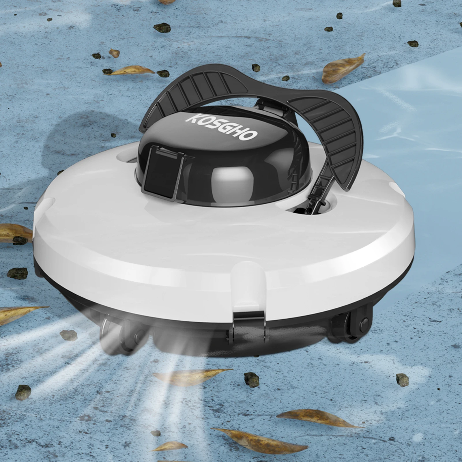 Outdoor Cordless Robotic Pool Cleaner 35W Pool Vacuum Powerful Suction Lasts 120 Mins with LED Indicator Support Self-Parking