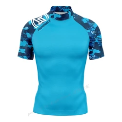 Righttrack Rash Guards colorati camicie da Surf a maniche corte da uomo Beach Youth Swim Tops protezione Uv Surf Performance Shirts