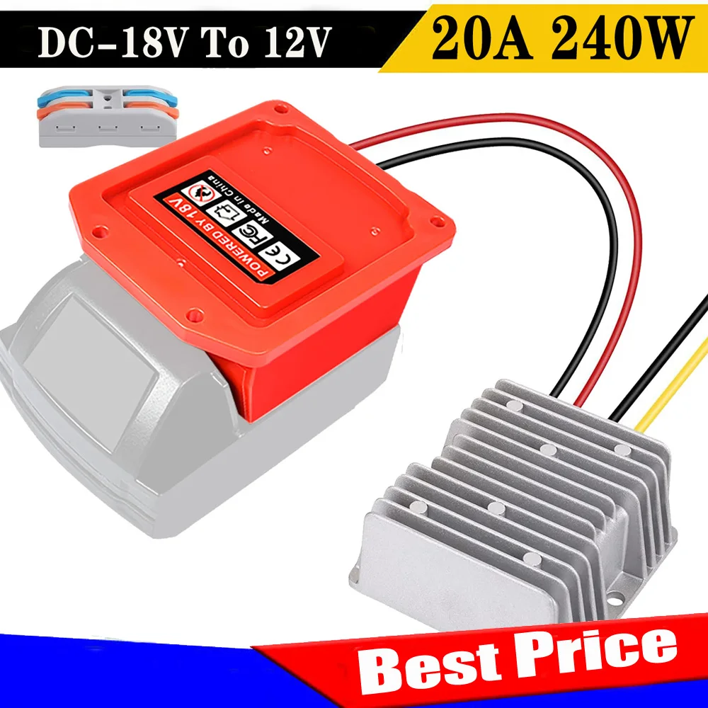 DC 18V To DC 12V Adapter For Milwaukee 18V Battery 240W Voltage Regulator Step Down DIY Converter Buck Boost for DIY RC Car Toys