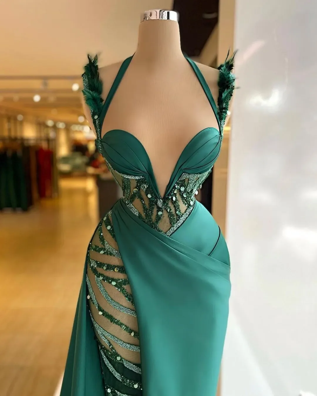 Vestido de noite sereia com pena e lantejoula, saia até o chão, vestido de baile sexy, pena, lantejoula, coquetel formal, luxo